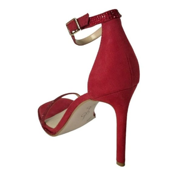 Jessica Simpson Womens 8.5 Ostey Red Rhinestones Ankle Strap 4 inch Heels New - Picture 7 of 16